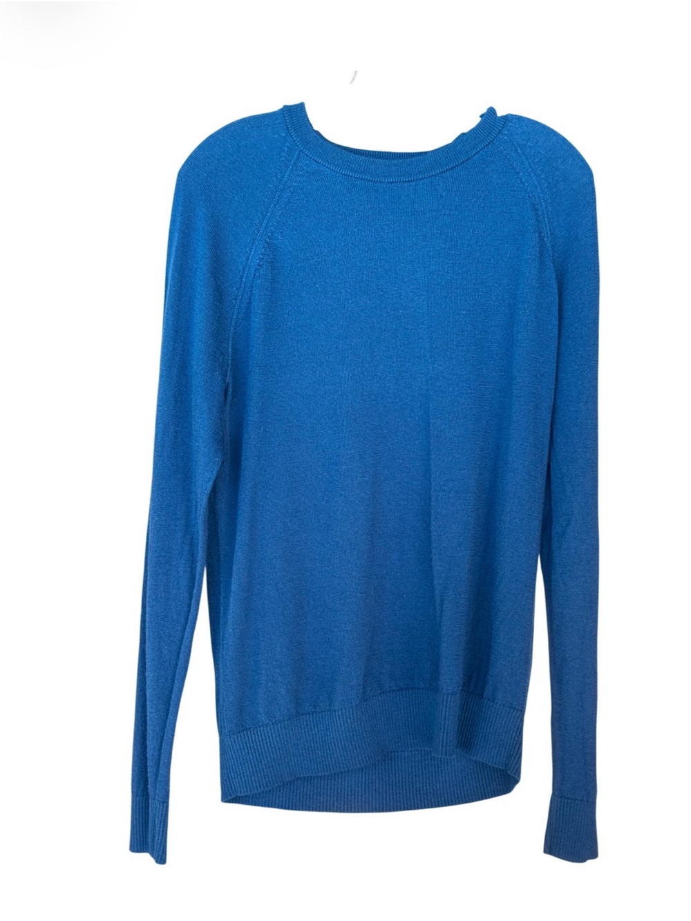 Banana Republic 100% Merino Wool Sweater M Blue Raglan Crew Neck - Picture 2 of 3